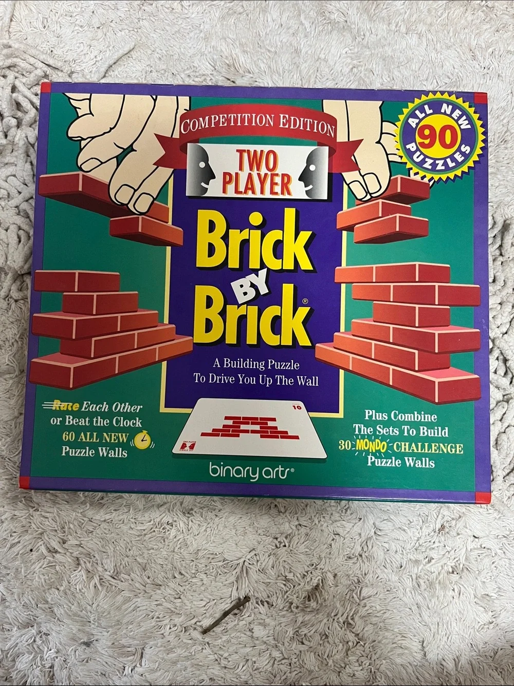 Two Player Brick by Brick Board Game - Bright Teal & Purple Box